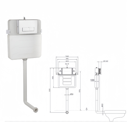 Plastic toilet water tank voor modern keramisch toilet WC in badkamer renovatie