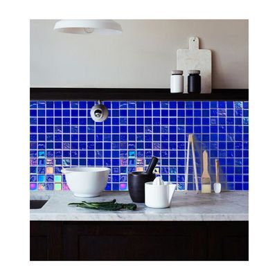 Accenten Zwem zwembad Mosaïek tegel Keramisch Blauw Iriscent Kristal Glas Dompelbaar