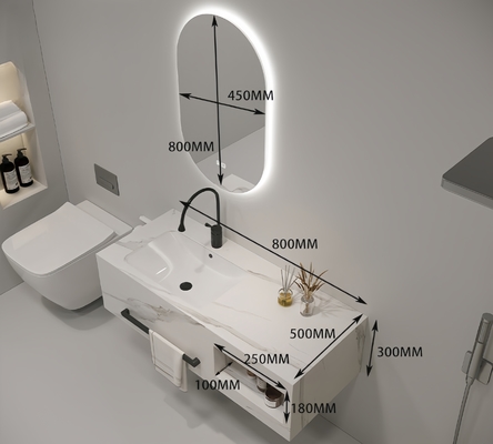 Witte goud badkamer vanity met countertop muur gemonteerd SLABS/SINTERSTONE organisator