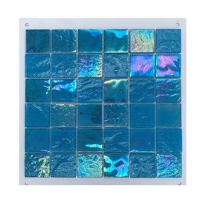 Blauw iriserend glas mozaïektegel voor zwembad 306x306mm Plaatgrootte Moderne stijl