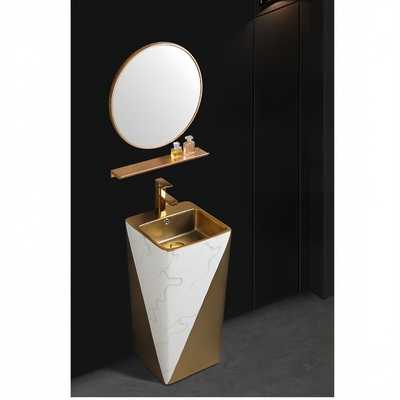 Dual-Flush Traditioneel ontwerp Moderne voetstuk wastafels met decoratieve Backsplash tegels