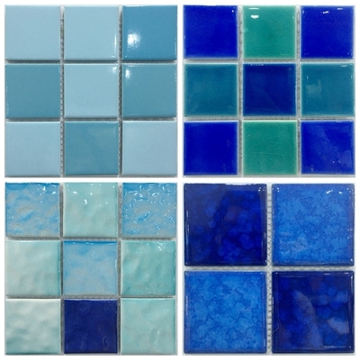 Foshan Technique Glasmozaïektegel in blauwe kleur voor zwembad 48x48/24x24mm