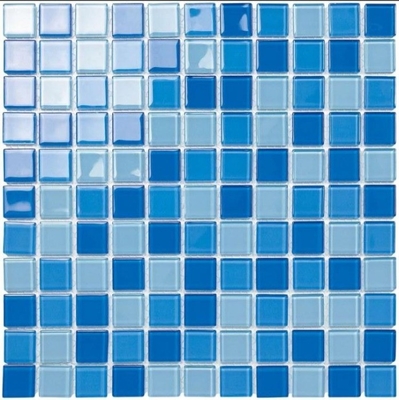 Wand en vloer Glas Mosaïek tegel Techniek Glas Blauw Zwembad Tegel Tipe Grenzen