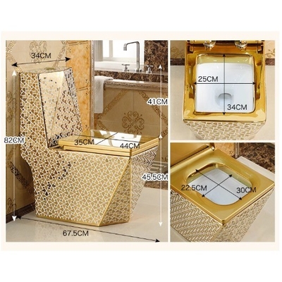 Moderne keramische wc met gouden afwerking dubbel spoelen sifon spoelen luxe badkamer