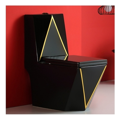 Moderne keramische wc-set met gouden lijn zwart goudkleur S-trap One Piece badkamer