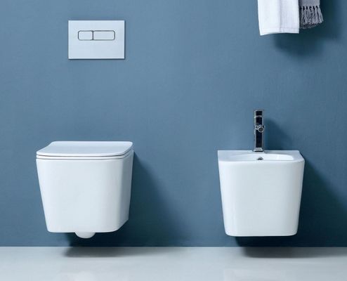 One-piece hotel sanitair meubel wandhang toilet met langzaam zitbedekking P-trap afvoer