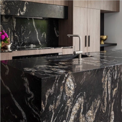 Gepolijste glazen platen gesinterd stenen keuken countertop banktops met keramische afwerking